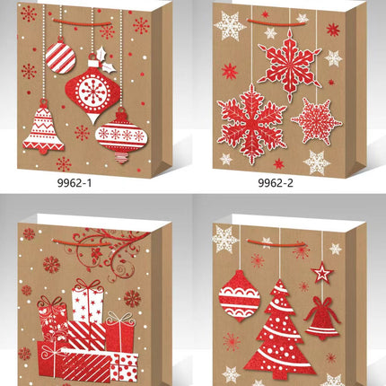Christmas Large Gift Bag.Kraft Design . Size: 26*32*10 cm