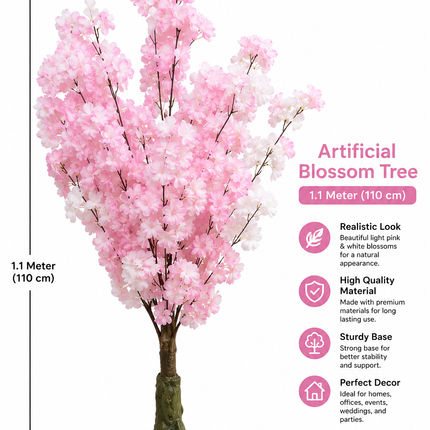 1.1M Artificial Cherry Blossom Tree - Light Pink & White
