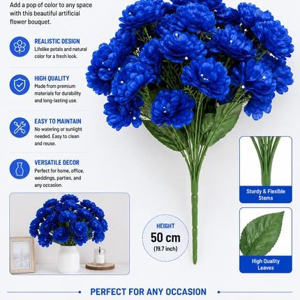 Artificial Blue Flower Bouquet 50cm