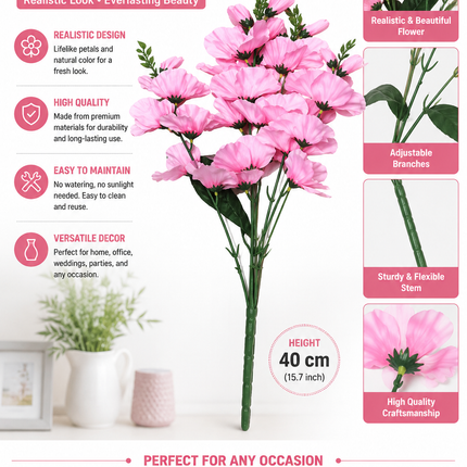 40cm Artificial Pink Flower Bunch