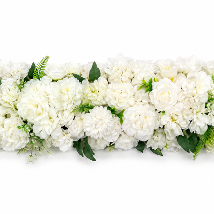 Artificial White Flower Wall Panel 100x20cm