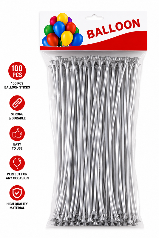 100 PCS Silver Balloon Sticks