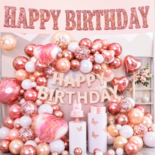 Pastel Happy Birthday Backdrop Banner with Balloon