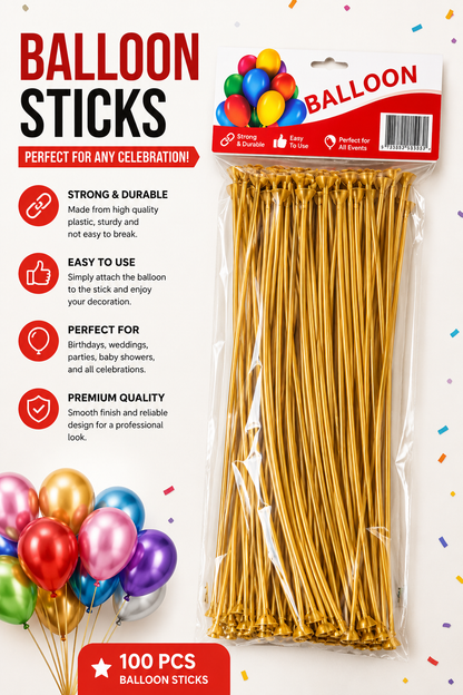 100 PCS Gold Balloon Sticks
