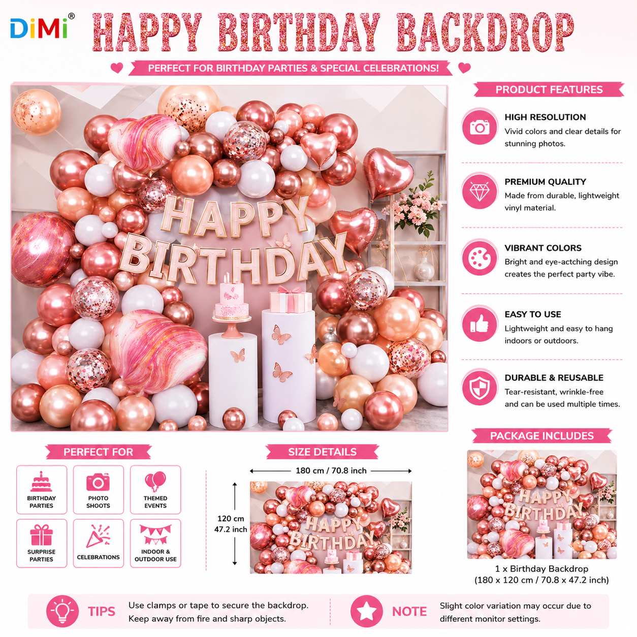 Pastel Happy Birthday Backdrop Banner with Balloon