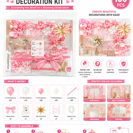 Pink Balloon Decoration Kit 100PCS