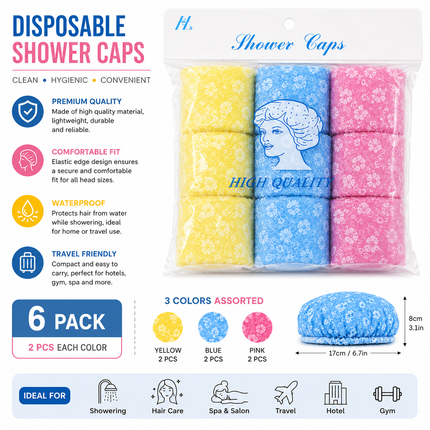 Disposable Shower Caps 6 Pack