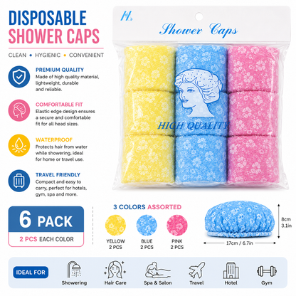 Disposable Shower Caps 6 Pack
