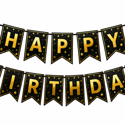 Birthday Banner with star. Asst colors