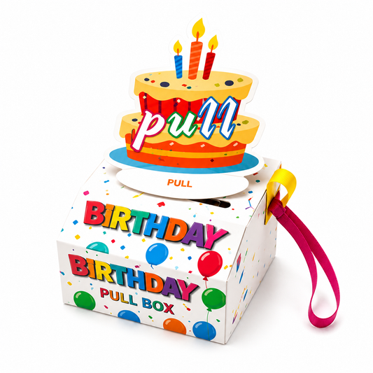 Birthday Pull Box Surprise Gift Box with Ribbon Pull Reveal