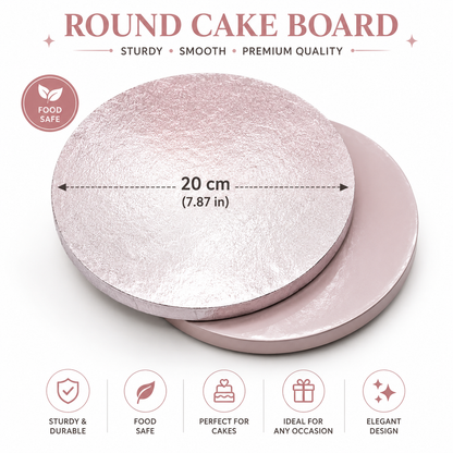 20cm Round Silver Foil Cake Board
