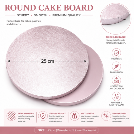 Silver Round Cake Base Board 25cm
