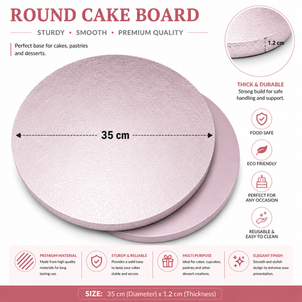 35cm Round Silver Foil Cake Board