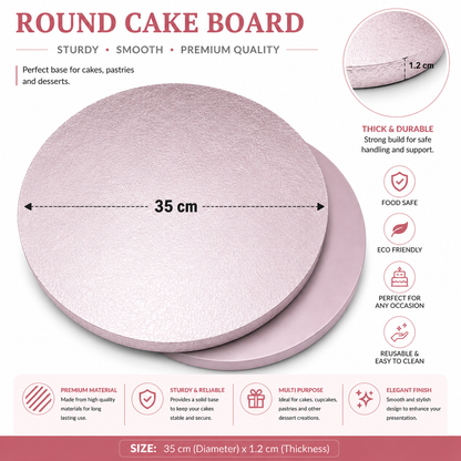 35cm Round Silver Foil Cake Board
