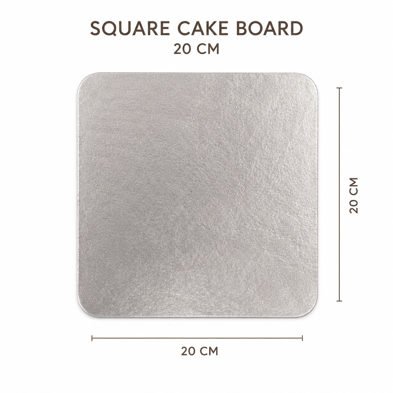 Silver Square Cake Drum 20cm