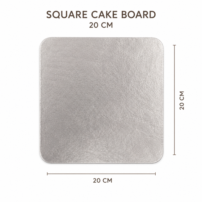 Silver Square Cake Drum 20cm
