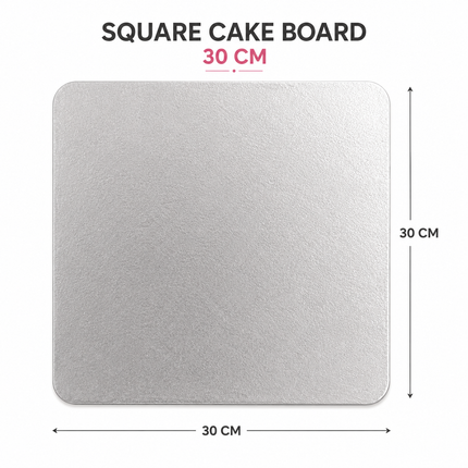 30 x 30cm Silver Square Cake Board