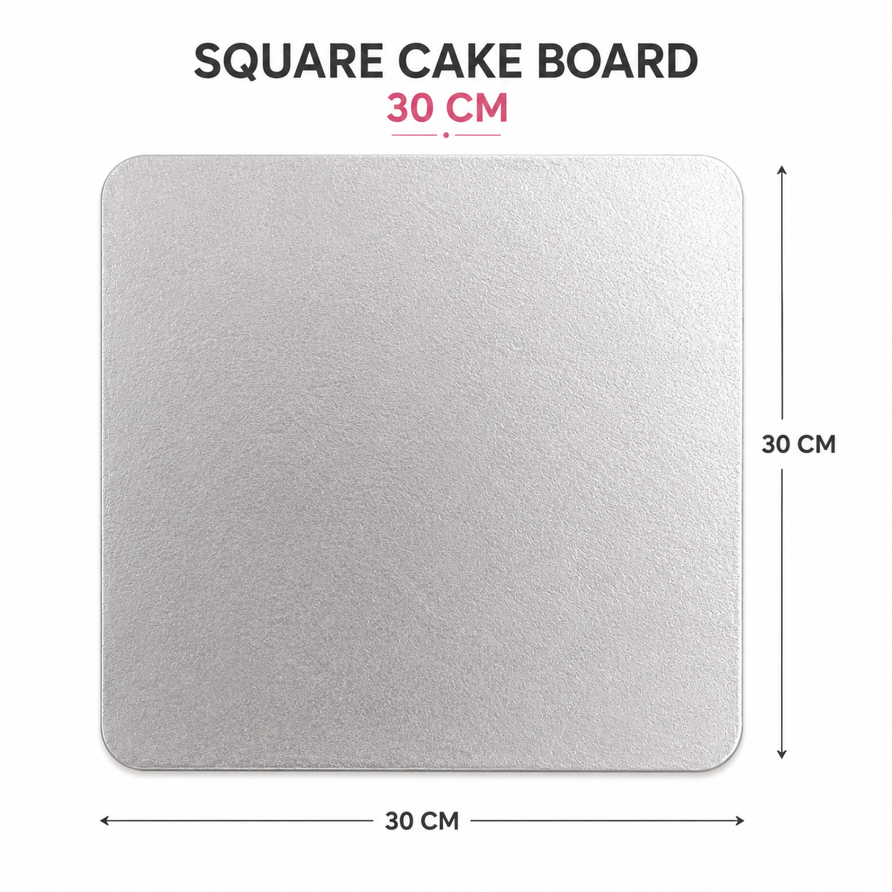 30 x 30cm Silver Square Cake Board