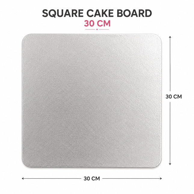 30 x 30cm Silver Square Cake Board