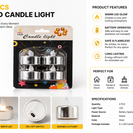 4 Pack LED Tea Light Candles