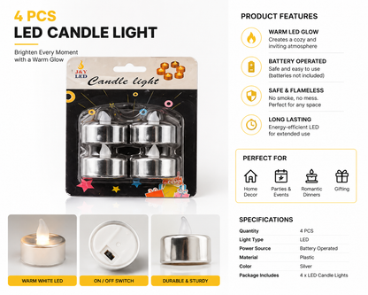 4 Pack LED Tea Light Candles