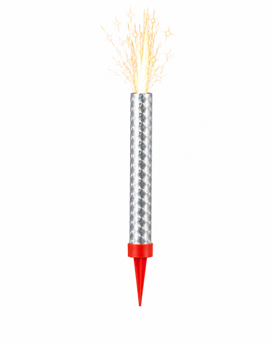 Birthday Silver Sparkler Fountain Candle 12cm