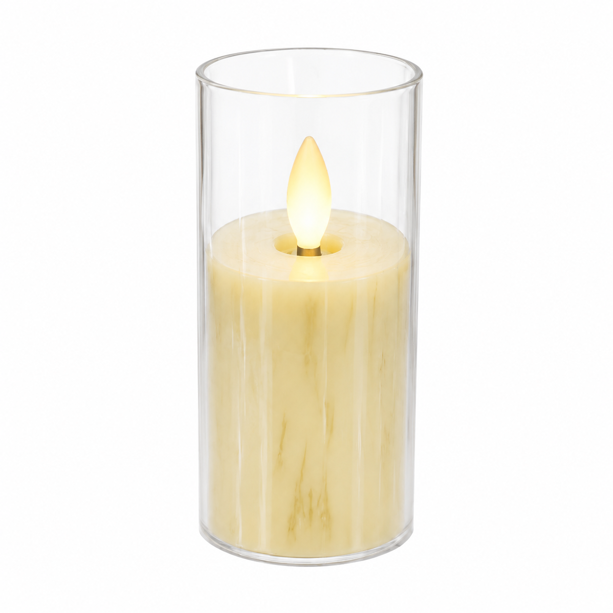 LED Flameless Candle Light with Glass Holder - 5.5 x 10 cm
