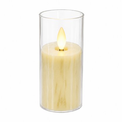 LED Flameless Candle Light with Glass Holder - 5.5 x 10 cm