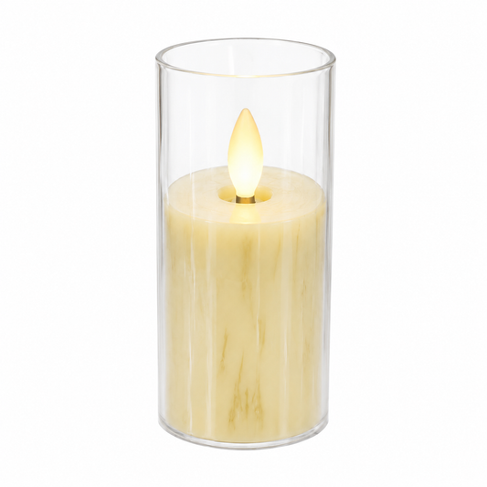 LED Flameless Candle Light with Glass Holder - 5.5 x 10 cm