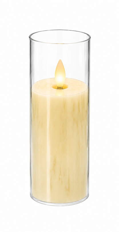 Decorative LED Candle in Glass Holder - 5.5 x 12.5 cm