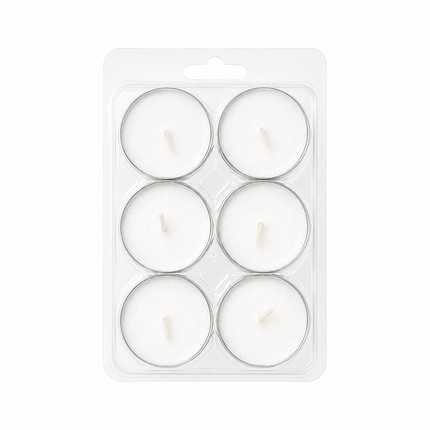 White Unscented Tealights Candles - 6 Pack