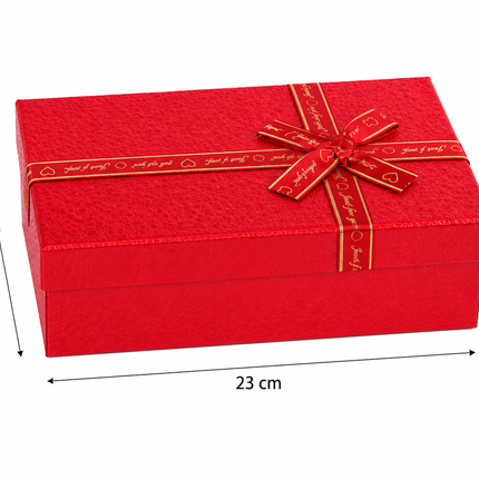 Red Gift Box with Ribbon Bow 23 × 16 × 9.5 cm