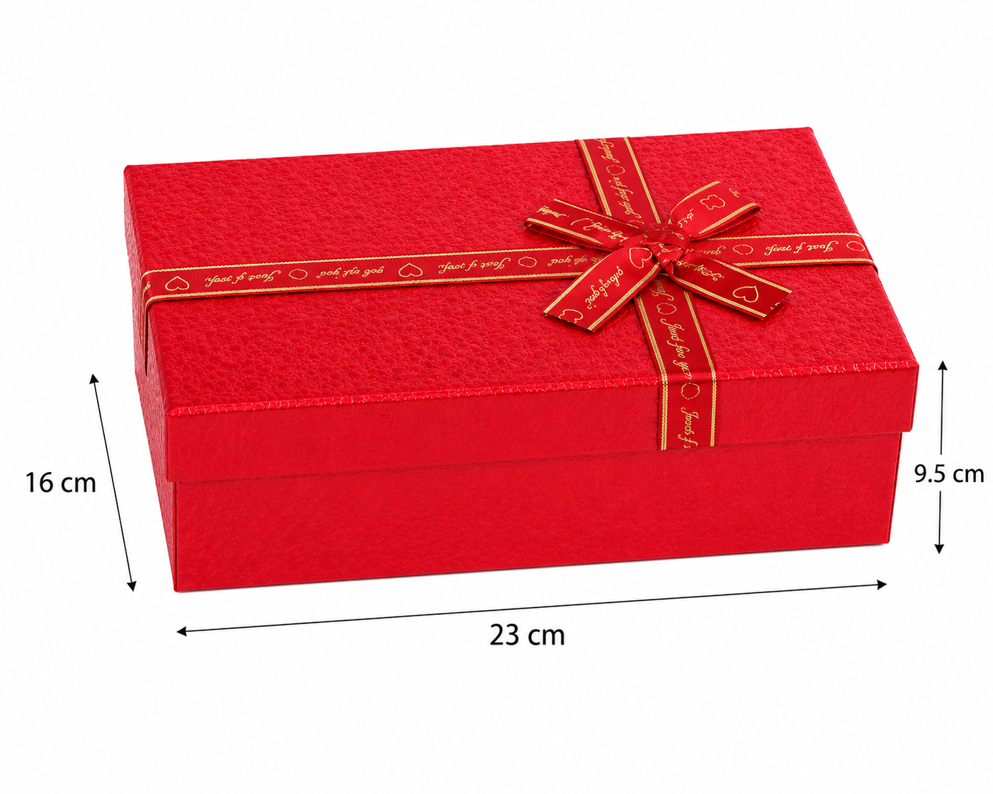 Red Gift Box with Ribbon Bow 23 × 16 × 9.5 cm
