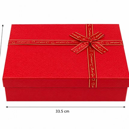 Premium Red Gift Box with Ribbon Bow – 33.5 × 25 × 11.5 cm