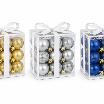 Holiday Bliss Christmas Gold, Silver, or Royal Blue Baubles Ornaments Collection - colors