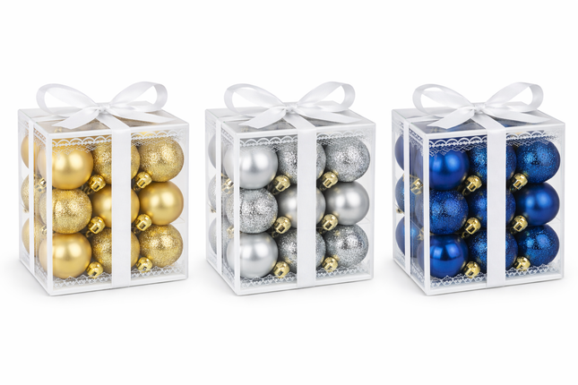 Holiday Bliss Christmas Gold, Silver, or Royal Blue Baubles Ornaments Collection - colors