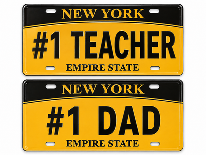 New York Souvenir License Plate – #1 Teacher & #1 Dad - 3.54*1.77"