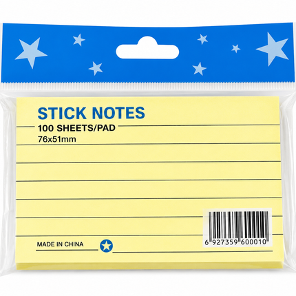 Sticky notepad with lines