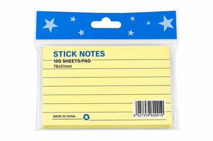 Sticky notepad with lines