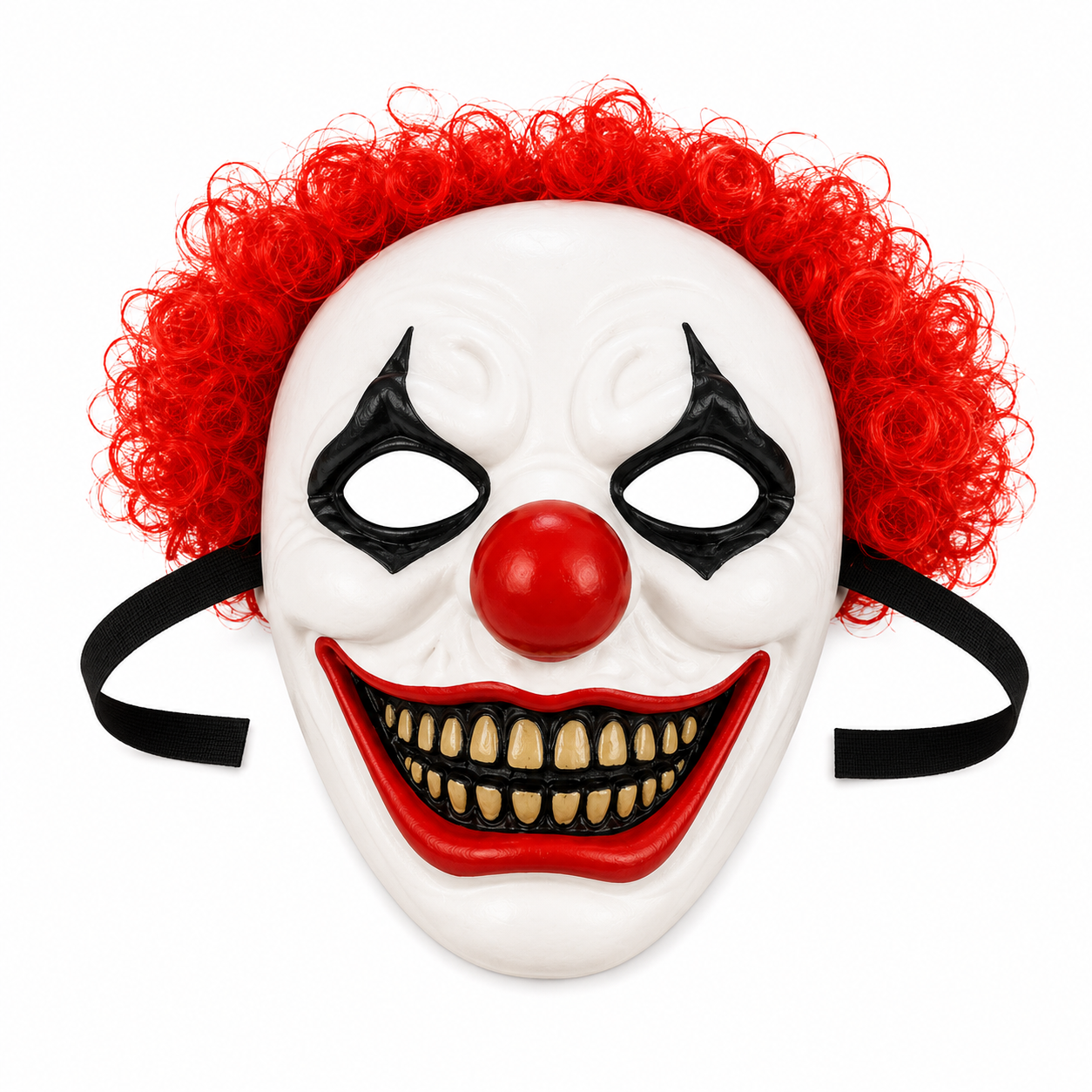 Scary Clown Halloween Mask – Horror Costume Accessory with Red Hair