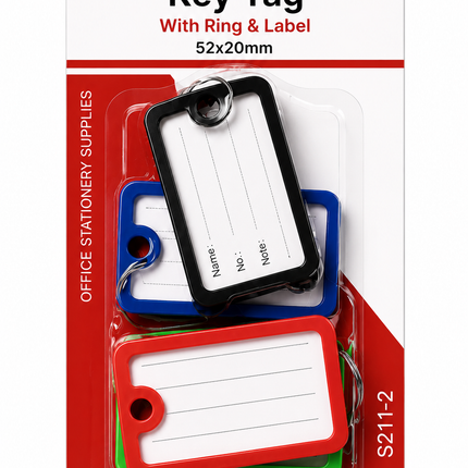 Key Tags with Metal Rings – Write-On Identification Labels, 2 Pack