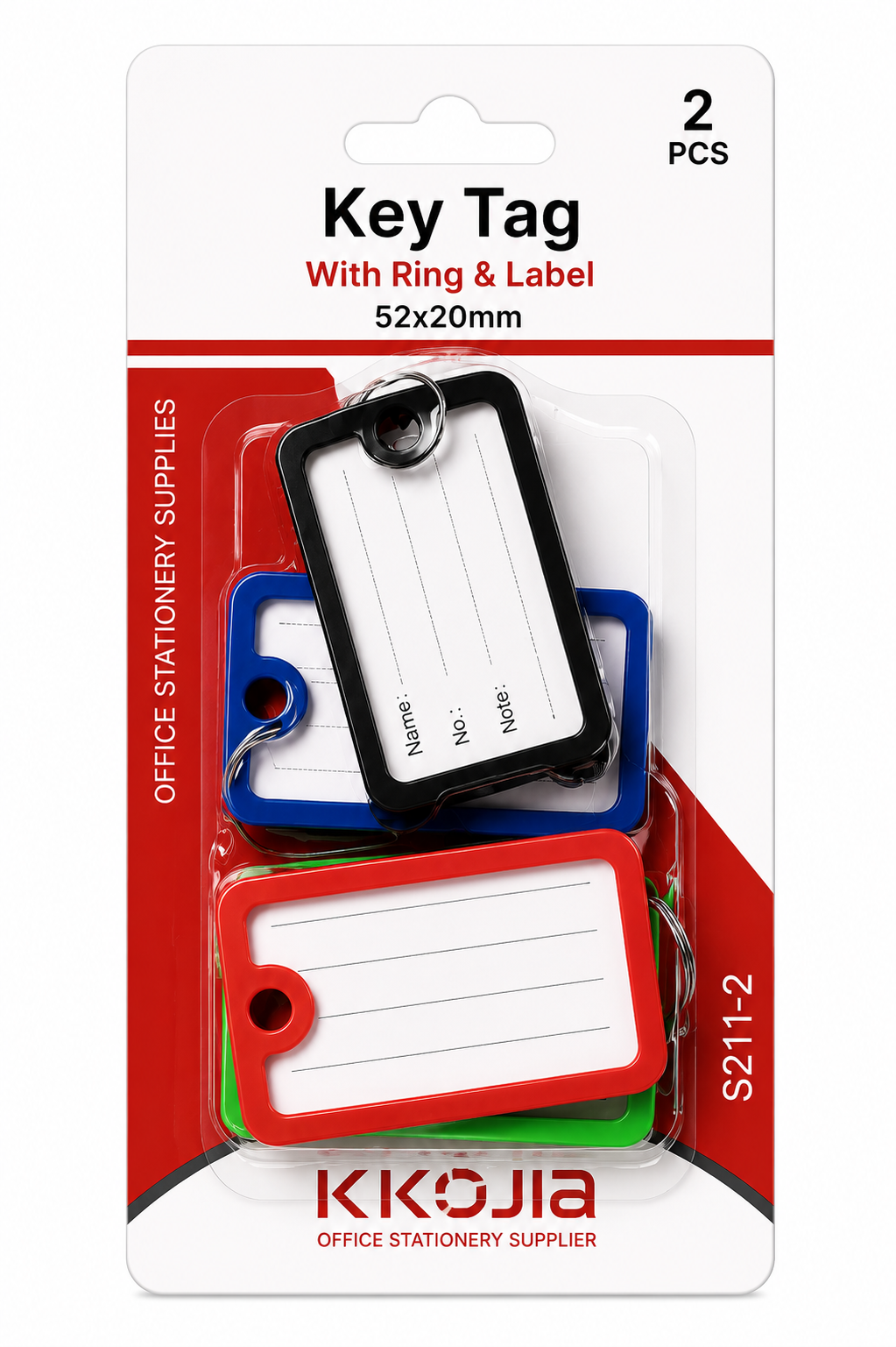 Key Tags with Metal Rings – Write-On Identification Labels, 2 Pack