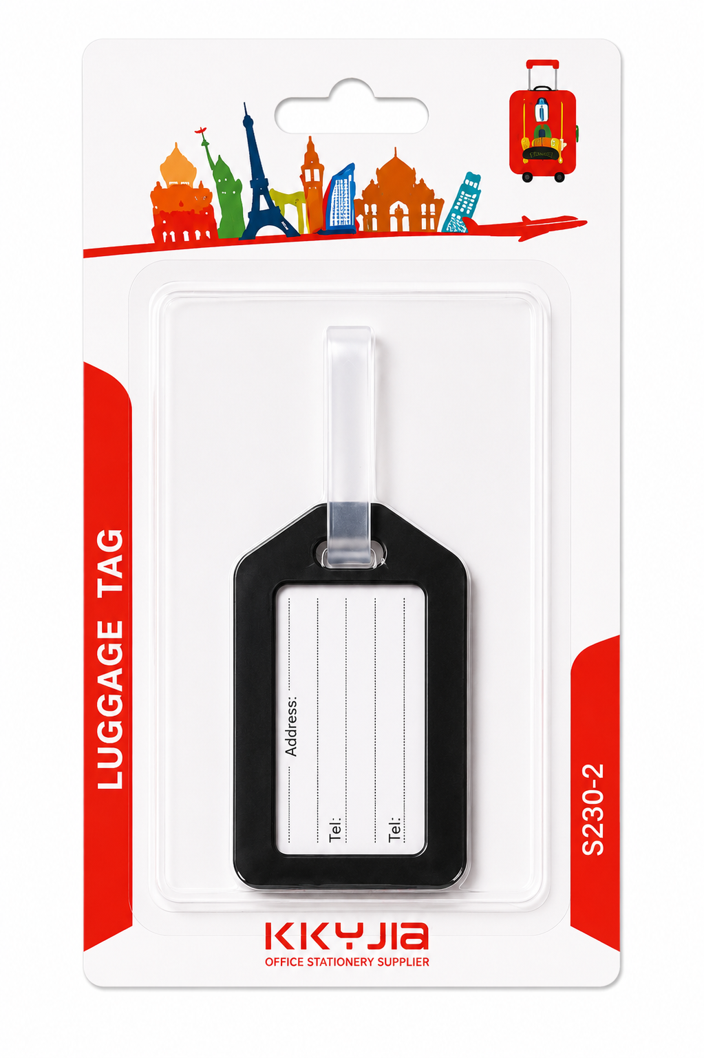 Luggage Tag with Name Card Insert – Waterproof Travel ID Tag for Suitcases