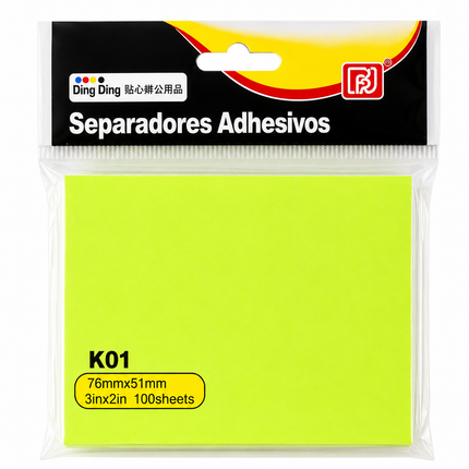 Sticky Notes Neon Green 76mm x 51mm – 100 Sheets Strong Adhesive Note Pad