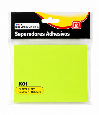 Sticky Notes Neon Green 76mm x 51mm – 100 Sheets Strong Adhesive Note Pad