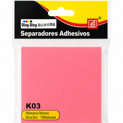 Sticky Notes Neon Pink 76mm x 76mm – 100 Sheets Strong Adhesive Memo Pad