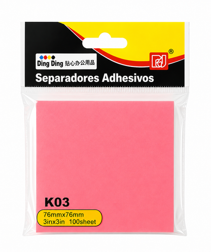 Sticky Notes Neon Pink 76mm x 76mm – 100 Sheets Strong Adhesive Memo Pad