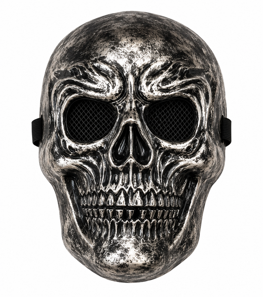 Metallic Skull Halloween Mask – Full Face Skeleton Costume Mask