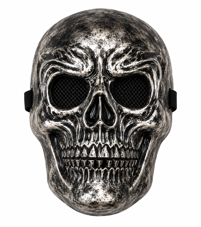 Metallic Skull Halloween Mask – Full Face Skeleton Costume Mask