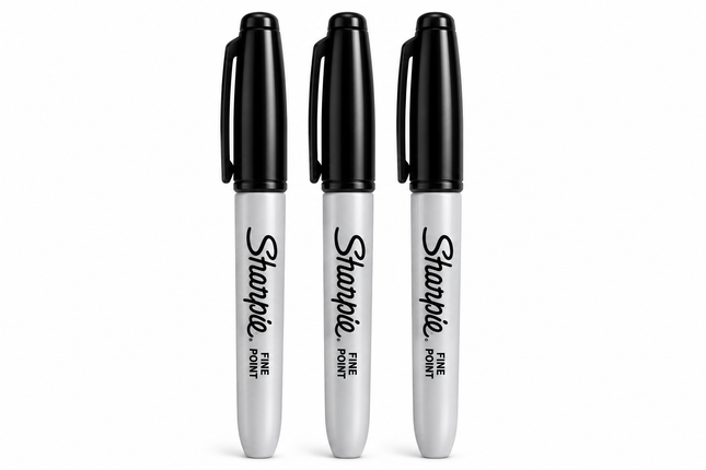 Sharpie Black Permanent Markers Fine Tip – 3 Count Quick Dry Marker Pack